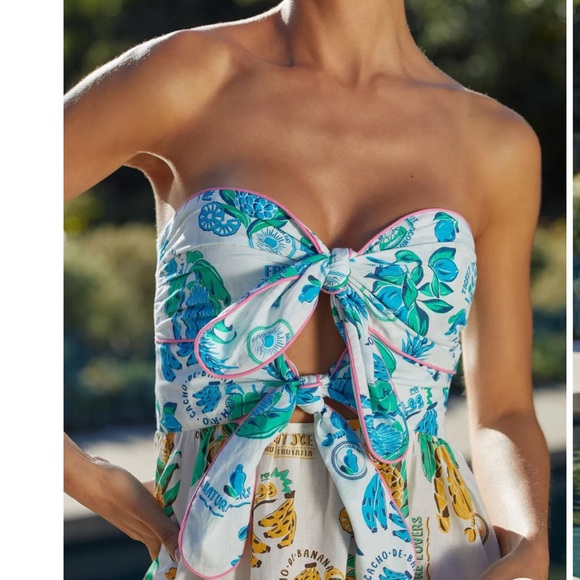 Farm Rio Anthropologie Tiered Cutout Coverup Midi Dress - Picture 2 of 7